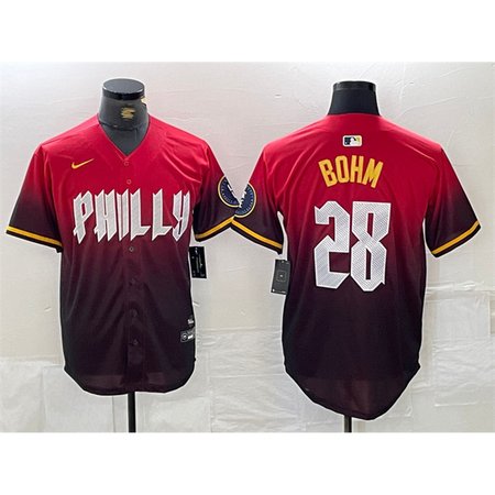 Men's Philadelphia Phillies #28 Alec Bohm Red 2024 City Connect Limited Stitched Jersey